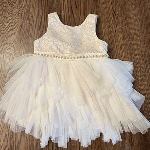 American Princess Light Pink Lace and Tulle Dress with Jewel detial and Brocade